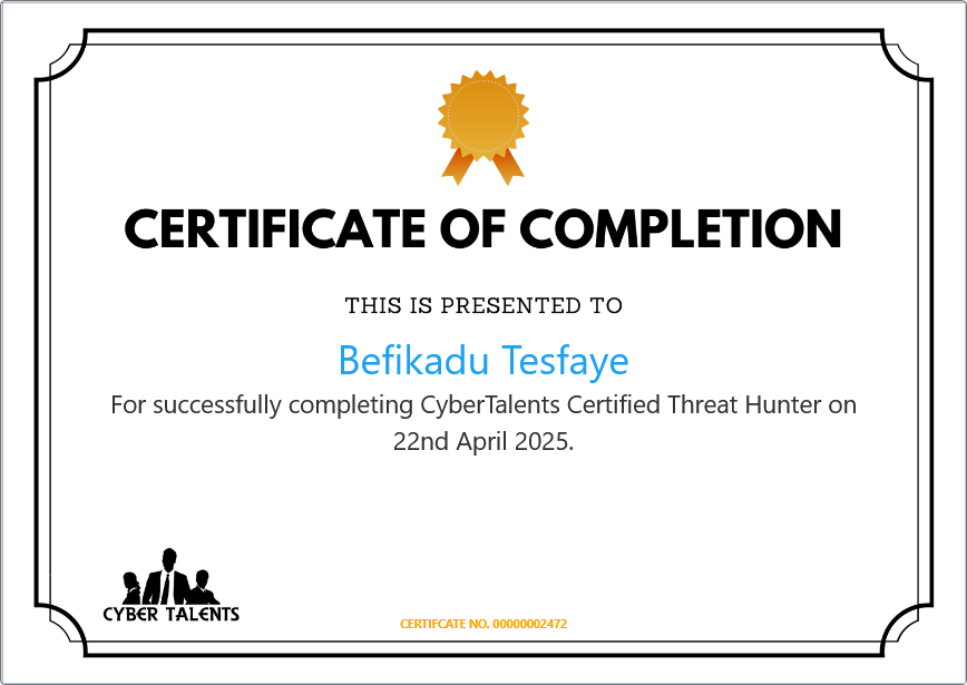 CyberTalents Certified Threat Hunter (CCTH)